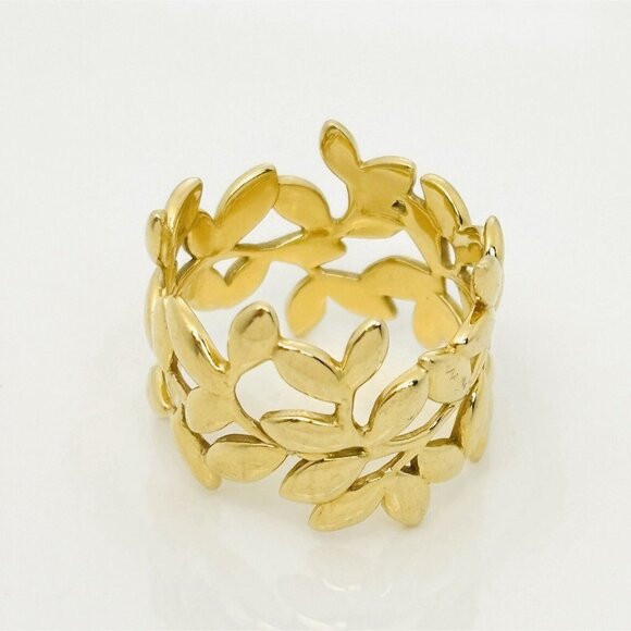 Size 7 Tiffany & Co Wide Olive Leaf Band Ring in Yellow Gold by Paloma Picasso - Picture 7 of 7